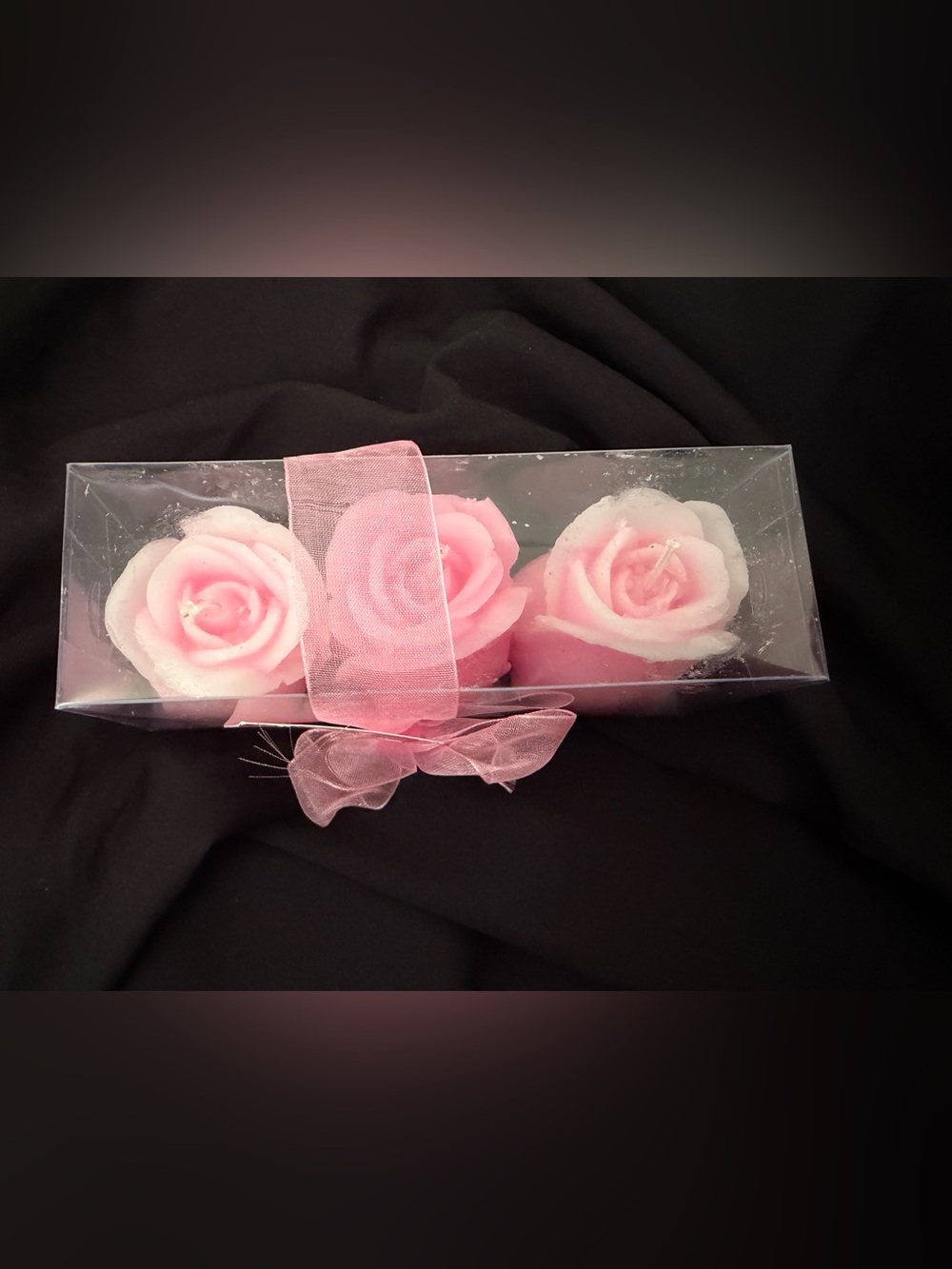 Pink Rose Candle Trio – Decorative Flower Candles